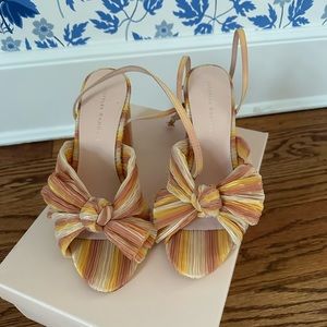 Loeffler Randall Camellia Pleated Knot Sunset Sandals size 8